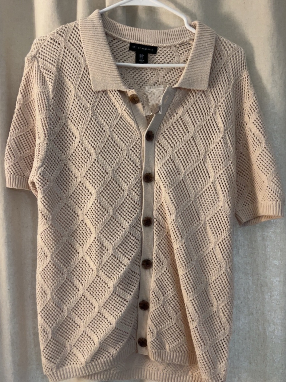 Art of Rhetoric Knit Button-Up in Light Beige